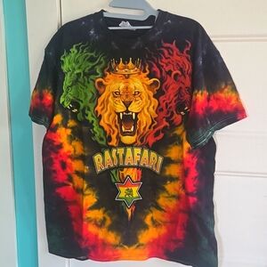 Reggae Rastafari tie dye Jamaican Lion King Crown red orange yellow green Lions